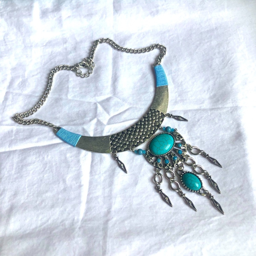 Turquoise and Silver Statement Necklace